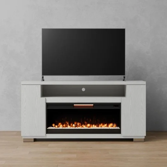 Contemporary Oak Console 86" Tv - White